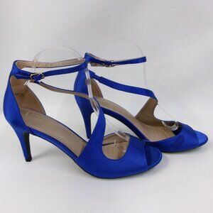 Dream Pairs Blue Satin Ankle Strip High‎ Heels Women's 11